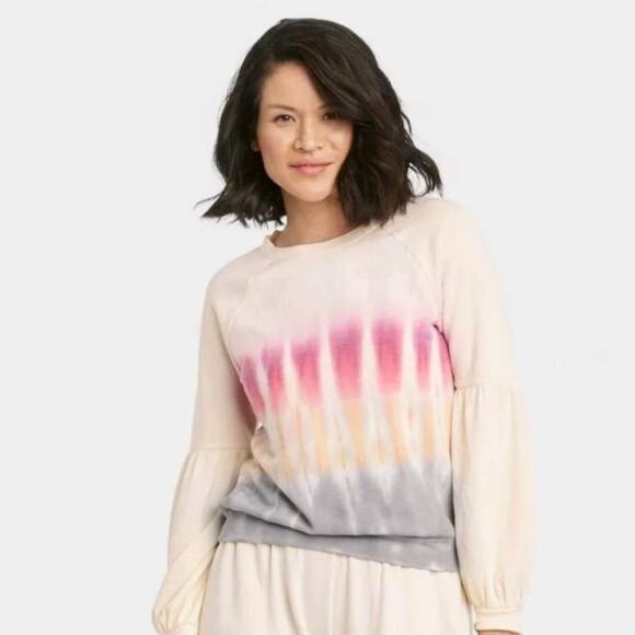 Knox Rose Tie Dye Long Bishop Sleeve Sweatshirt Pullover Small NEW - Picture 1 of 3